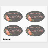 Sticker Ovale Floral rustique Enregistrer la date (Feuille)
