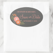 Sticker Ovale Floral rustique Enregistrer la date (Sac)