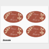 Sticker Ovale Floral Rustique intemporel (Feuille)
