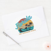 Sticker Ovale Floride État Retro Vintage Sunset (Enveloppe)