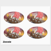 Sticker Ovale Flotte Viking Ship Invasion (Feuille)