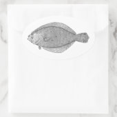 Sticker Ovale Flounder - Fluke Vintage Illustration (Sac)