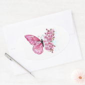 Sticker Ovale Flower Butterfly (Enveloppe)