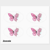Sticker Ovale Flower Butterfly (Feuille)