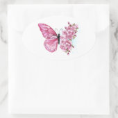 Sticker Ovale Flower Butterfly (Sac)