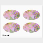 Sticker Ovale Flowers Colourful (Feuille)