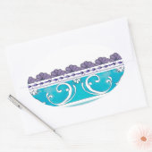 Sticker Ovale Fluer De Lis Blue Swirl Design (Enveloppe)