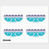 Sticker Ovale Fluer De Lis Blue Swirl Design (Feuille)