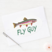 Sticker Ovale Fly de truite arc-en-ciel (Enveloppe)