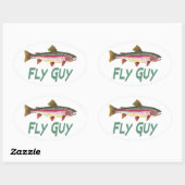 Sticker Ovale Fly de truite arc-en-ciel (Feuille)