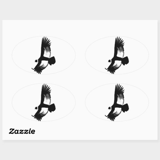 Sticker Ovale Flying Andean Condor (Feuille)
