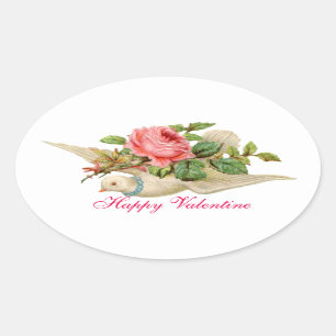 STICKER OVALE FLYING DOVE AVEC ROSE ROSE ROSE ROSE ROSE LA JOURN