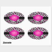 Sticker Ovale Fond DIY couleur guépard rose PixDezines (Feuille)