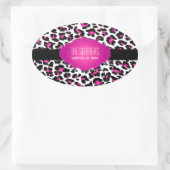 Sticker Ovale Fond DIY couleur guépard rose PixDezines (Sac)