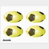 Sticker Ovale Football jaune et noir. (Feuille)