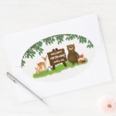Sticker Ovale Forest Animals Rustic Woodland Kid's Birthday (Enveloppe)