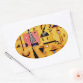 Sticker Ovale Formes géométriques roses et incisives Abstraites  (Enveloppe)