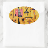 Sticker Ovale Formes géométriques roses et incisives Abstraites  (Sac)