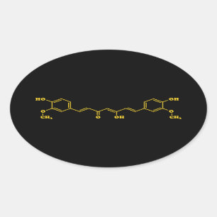 Sticker Ovale Formule chimique moléculaire de curcumin curcumin 
