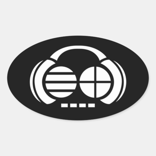 Sticker Ovale Four4ths (Sticker ovale) - Logo blanc sur Black (Devant)