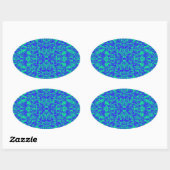Sticker Ovale Fractage Abstrait En Bleu Et Vert (Feuille)