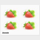 Sticker Ovale Fraise (Feuille)