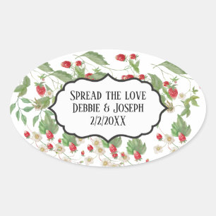 Sticker Ovale Fraise sauvage Confiture Mariage Favoriser Fête de