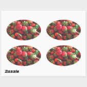 Sticker Ovale Fraises classiques (Feuille)