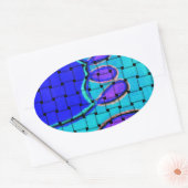 Sticker Ovale Français Bleu Africain Tissé Abstrait violet forme (Enveloppe)