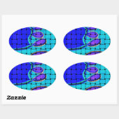 Sticker Ovale Français Bleu Africain Tissé Abstrait violet forme (Feuille)