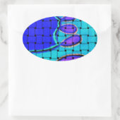 Sticker Ovale Français Bleu Africain Tissé Abstrait violet forme (Sac)