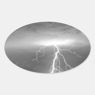 Sticker Ovale Frappes de foudre après la pluie BWSC