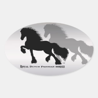 Sticker Ovale Friesian Horse / Fries Paard