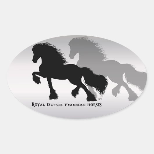Sticker Ovale Friesian Horse / Fries Paard (Devant)
