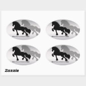 Sticker Ovale Friesian Horse / Fries Paard (Feuille)