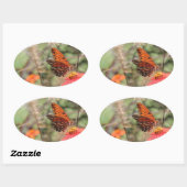 Sticker Ovale Fritillaire du Golfe sur Zinnia (Feuille)