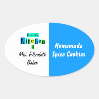 Sticker Ovale From the Kitchen of Retro Blue Green Canning