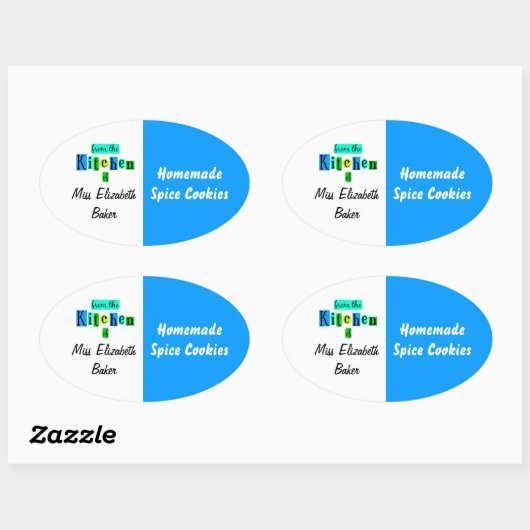 Sticker Ovale From the Kitchen of Retro Blue Green Canning (Feuille)