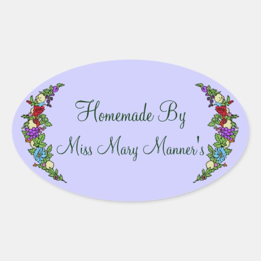 Sticker Ovale Fruits de marque alimentaire maison (Devant)