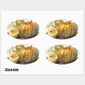 STICKER OVALE FRUITS DE SAISON / CITROUILLE (Feuille)