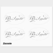 Sticker Ovale Fun Bon Appetit Fancy Cursive Script for Foodies (Feuille)