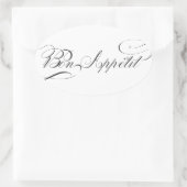 Sticker Ovale Fun Bon Appetit Fancy Cursive Script for Foodies (Sac)
