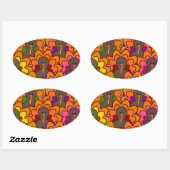 Sticker Ovale Fun Colorful Thanksgiving (Feuille)