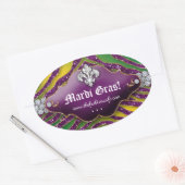 Sticker Ovale Fun Zebra Fleur de lis Mardi Gras (Enveloppe)