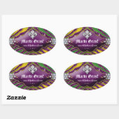 Sticker Ovale Fun Zebra Fleur de lis Mardi Gras (Feuille)