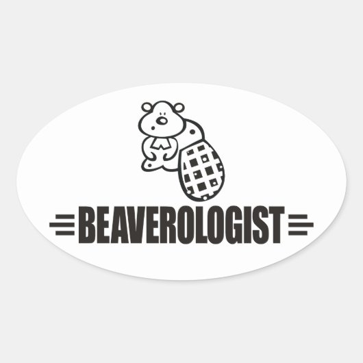 Sticker Ovale Funny Beaver (Devant)