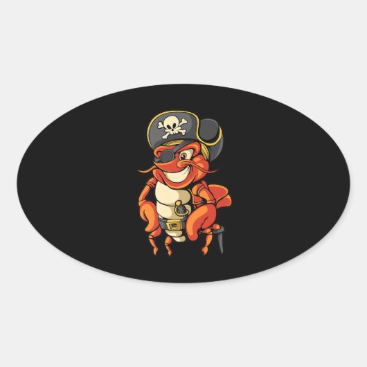 Sticker Ovale Funny Capitaine Homard Pirate Jolly roger Crustace (Devant)