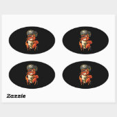 Sticker Ovale Funny Capitaine Homard Pirate Jolly roger Crustace (Feuille)