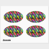 Sticker Ovale Funny Cats Motif-54578 (Feuille)