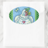 STICKER OVALE FUNNY IRISH HEN, OEUFS VERTS ET SHAMROCK CUIT (Sac)